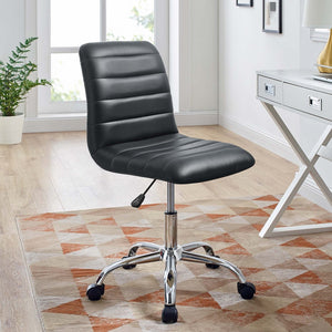 Modway Furniture Ripple Armless Mid Back Vinyl Office Chair - Versatile Comfort for Modern Workspaces & Meetings Black EEI-1532-BLK