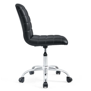 Modway Furniture Ripple Armless Mid Back Vinyl Office Chair - Versatile Comfort for Modern Workspaces & Meetings Black EEI-1532-BLK