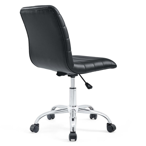Modway Furniture Ripple Armless Mid Back Vinyl Office Chair - Versatile Comfort for Modern Workspaces & Meetings Black EEI-1532-BLK