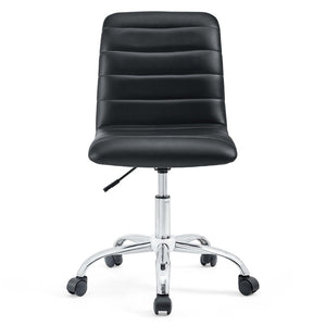 Modway Furniture Ripple Armless Mid Back Vinyl Office Chair - Versatile Comfort for Modern Workspaces & Meetings Black EEI-1532-BLK
