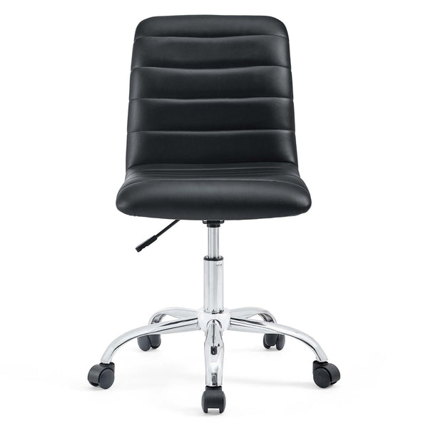 Modway Furniture Ripple Armless Mid Back Vinyl Office Chair - Versatile Comfort for Modern Workspaces & Meetings Black EEI-1532-BLK