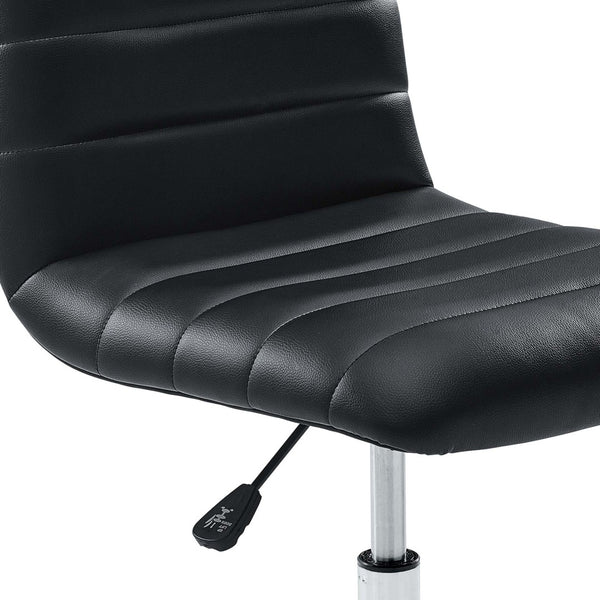 Modway Furniture Ripple Armless Mid Back Vinyl Office Chair - Versatile Comfort for Modern Workspaces & Meetings Black EEI-1532-BLK