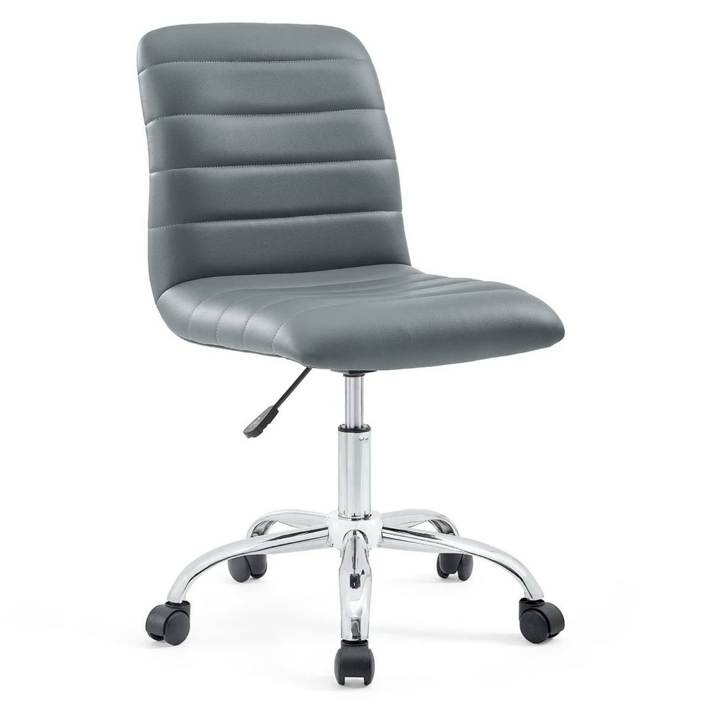 Modway Furniture Ripple Armless Mid Back Vinyl Office Chair - Versatile Comfort for Modern Workspaces & Meetings Gray EEI-1532-GRY