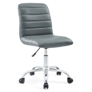 Modway Furniture Ripple Armless Mid Back Vinyl Office Chair - Versatile Comfort for Modern Workspaces & Meetings Gray EEI-1532-GRY
