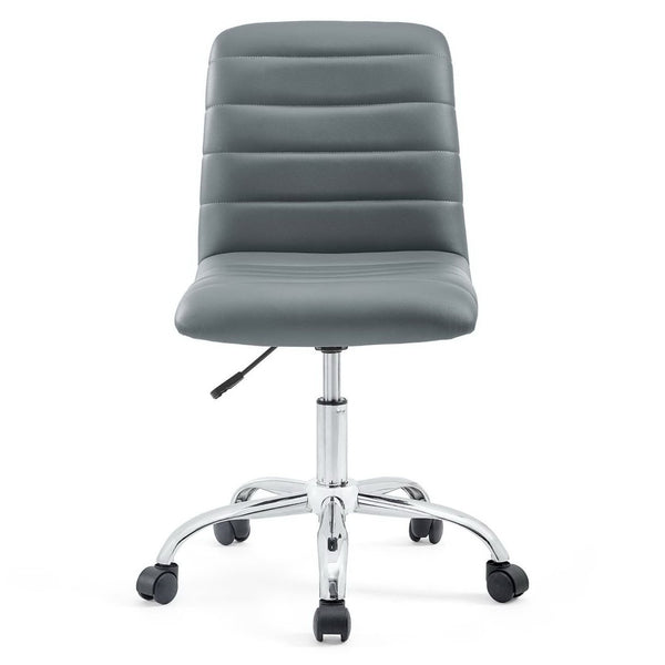 Modway Furniture Ripple Armless Mid Back Vinyl Office Chair - Versatile Comfort for Modern Workspaces & Meetings Gray EEI-1532-GRY