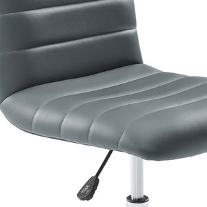 Modway Furniture Ripple Armless Mid Back Vinyl Office Chair - Versatile Comfort for Modern Workspaces & Meetings Gray EEI-1532-GRY