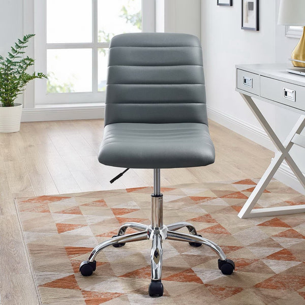 Modway Furniture Ripple Armless Mid Back Vinyl Office Chair - Versatile Comfort for Modern Workspaces & Meetings Gray EEI-1532-GRY
