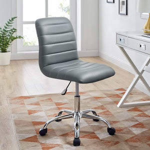 Modway Furniture Ripple Armless Mid Back Vinyl Office Chair - Versatile Comfort for Modern Workspaces & Meetings Gray EEI-1532-GRY