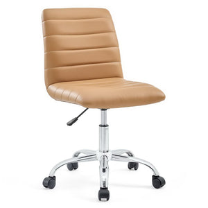 Modway Furniture Ripple Armless Mid Back Vinyl Office Chair - Versatile Comfort for Modern Workspaces & Meetings Tan EEI-1532-TAN