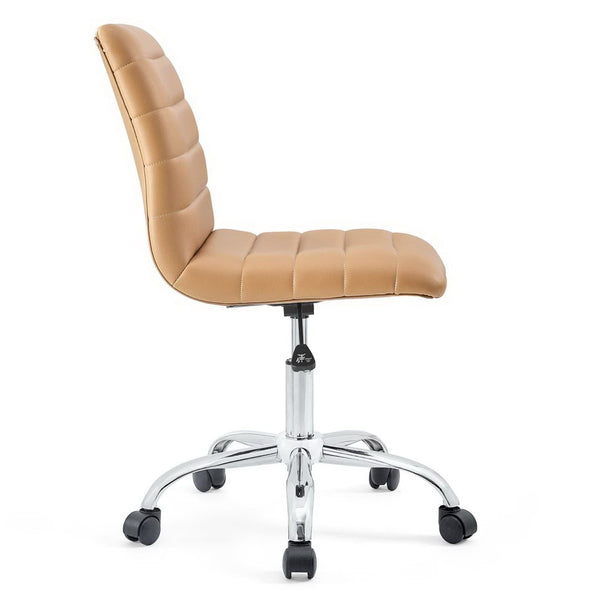 Modway Furniture Ripple Armless Mid Back Vinyl Office Chair - Versatile Comfort for Modern Workspaces & Meetings Tan EEI-1532-TAN