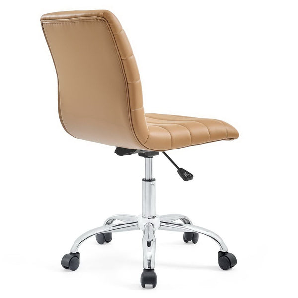 Modway Furniture Ripple Armless Mid Back Vinyl Office Chair - Versatile Comfort for Modern Workspaces & Meetings Tan EEI-1532-TAN