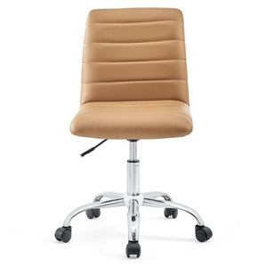 Modway Furniture Ripple Armless Mid Back Vinyl Office Chair - Versatile Comfort for Modern Workspaces & Meetings Tan EEI-1532-TAN