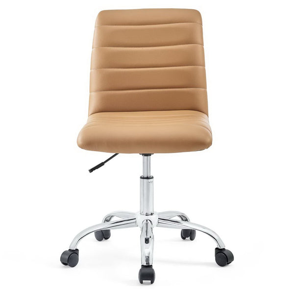 Modway Furniture Ripple Armless Mid Back Vinyl Office Chair - Versatile Comfort for Modern Workspaces & Meetings Tan EEI-1532-TAN