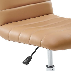 Modway Furniture Ripple Armless Mid Back Vinyl Office Chair - Versatile Comfort for Modern Workspaces & Meetings Tan EEI-1532-TAN