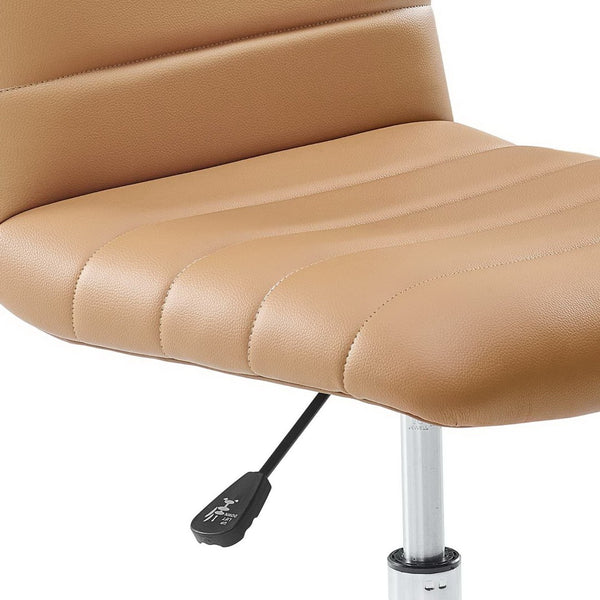 Modway Furniture Ripple Armless Mid Back Vinyl Office Chair - Versatile Comfort for Modern Workspaces & Meetings Tan EEI-1532-TAN