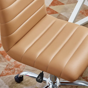Modway Furniture Ripple Armless Mid Back Vinyl Office Chair - Versatile Comfort for Modern Workspaces & Meetings Tan EEI-1532-TAN