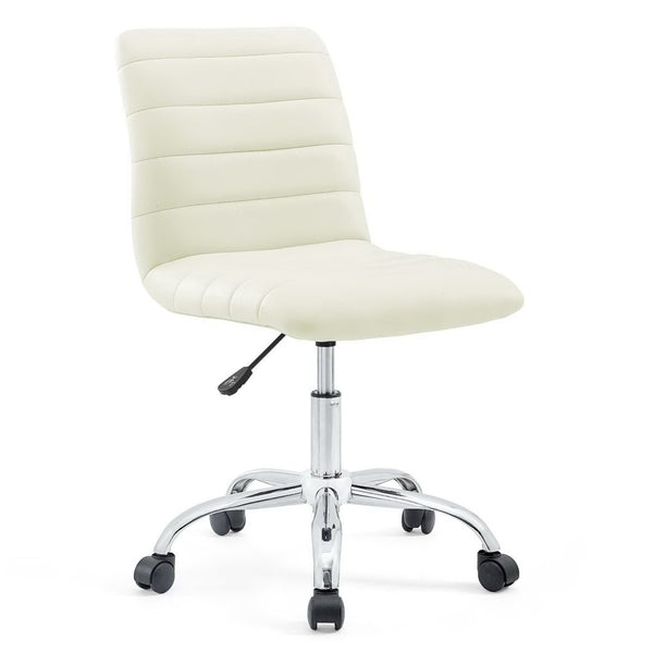 Modway Furniture Ripple Armless Mid Back Vinyl Office Chair - Versatile Comfort for Modern Workspaces & Meetings White EEI-1532-WHI