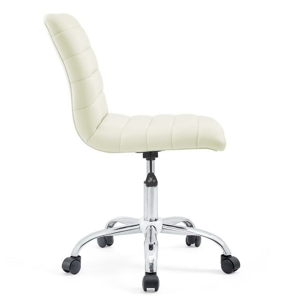 Modway Furniture Ripple Armless Mid Back Vinyl Office Chair - Versatile Comfort for Modern Workspaces & Meetings White EEI-1532-WHI