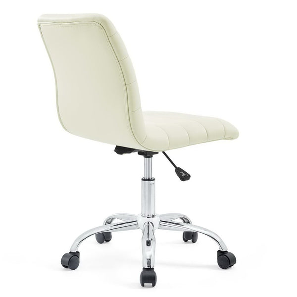 Modway Furniture Ripple Armless Mid Back Vinyl Office Chair - Versatile Comfort for Modern Workspaces & Meetings White EEI-1532-WHI