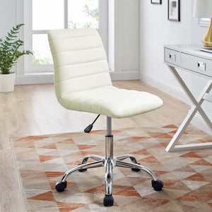 Modway Furniture Ripple Armless Mid Back Vinyl Office Chair - Versatile Comfort for Modern Workspaces & Meetings White EEI-1532-WHI
