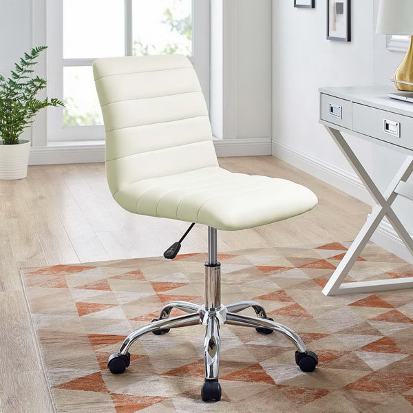 Modway Furniture Ripple Armless Mid Back Vinyl Office Chair - Versatile Comfort for Modern Workspaces & Meetings White EEI-1532-WHI