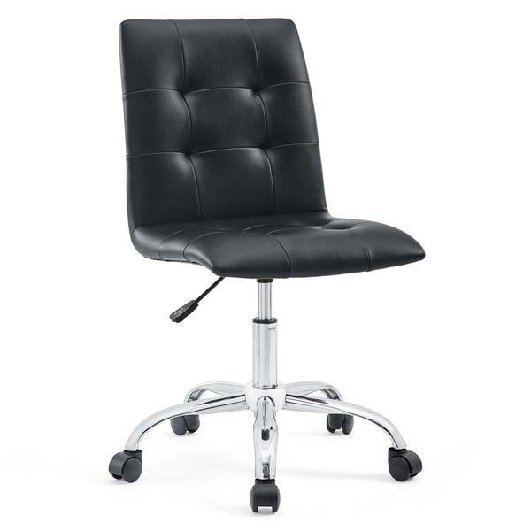 Modway Furniture Prim Armless Mid Back Office Chair - Modern Faux Leather Design with Adjustable Height & Mobility Black EEI-1533-BLK