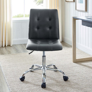 Modway Furniture Prim Armless Mid Back Office Chair - Modern Faux Leather Design with Adjustable Height & Mobility Black EEI-1533-BLK