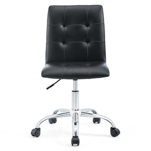 Modway Furniture Prim Armless Mid Back Office Chair - Modern Faux Leather Design with Adjustable Height & Mobility Black EEI-1533-BLK