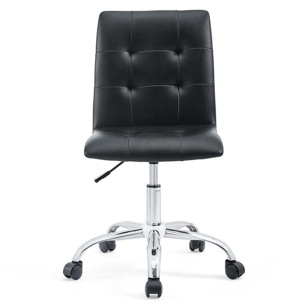 Modway Furniture Prim Armless Mid Back Office Chair - Modern Faux Leather Design with Adjustable Height & Mobility Black EEI-1533-BLK