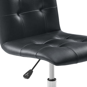 Modway Furniture Prim Armless Mid Back Office Chair - Modern Faux Leather Design with Adjustable Height & Mobility Black EEI-1533-BLK