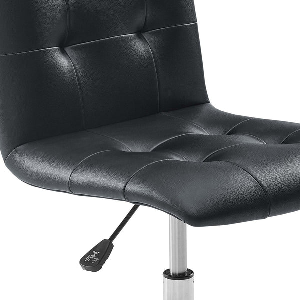Modway Furniture Prim Armless Mid Back Office Chair - Modern Faux Leather Design with Adjustable Height & Mobility Black EEI-1533-BLK