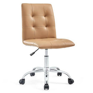 Modway Furniture Prim Armless Mid Back Office Chair - Modern Faux Leather Design with Adjustable Height & Mobility Tan EEI-1533-TAN