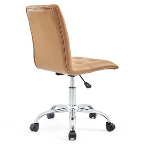 Modway Furniture Prim Armless Mid Back Office Chair - Modern Faux Leather Design with Adjustable Height & Mobility Tan EEI-1533-TAN