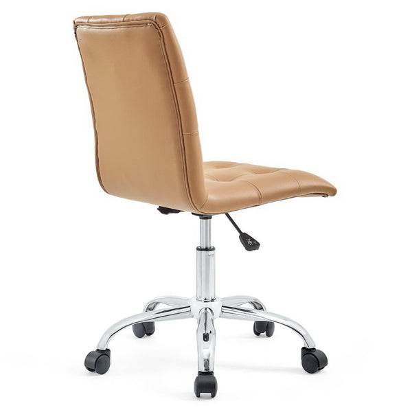 Modway Furniture Prim Armless Mid Back Office Chair - Modern Faux Leather Design with Adjustable Height & Mobility Tan EEI-1533-TAN