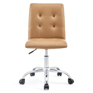 Modway Furniture Prim Armless Mid Back Office Chair - Modern Faux Leather Design with Adjustable Height & Mobility Tan EEI-1533-TAN
