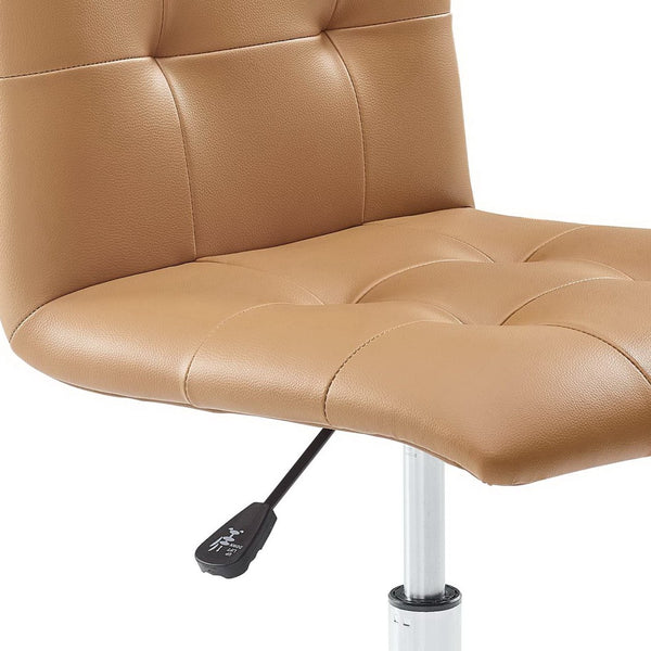 Modway Furniture Prim Armless Mid Back Office Chair - Modern Faux Leather Design with Adjustable Height & Mobility Tan EEI-1533-TAN