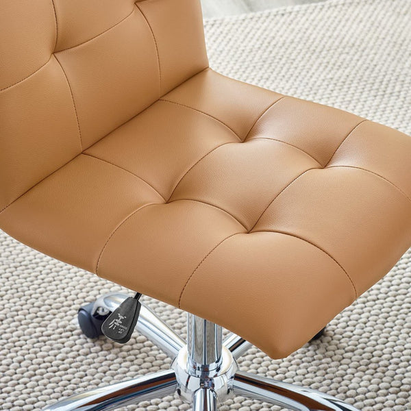 Modway Furniture Prim Armless Mid Back Office Chair - Modern Faux Leather Design with Adjustable Height & Mobility Tan EEI-1533-TAN