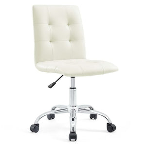Modway Furniture Prim Armless Mid Back Office Chair - Modern Faux Leather Design with Adjustable Height & Mobility White EEI-1533-WHI