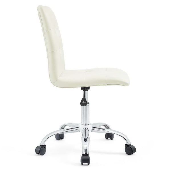 Modway Furniture Prim Armless Mid Back Office Chair - Modern Faux Leather Design with Adjustable Height & Mobility White EEI-1533-WHI