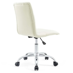 Modway Furniture Prim Armless Mid Back Office Chair - Modern Faux Leather Design with Adjustable Height & Mobility White EEI-1533-WHI