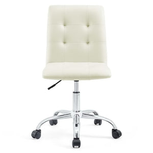 Modway Furniture Prim Armless Mid Back Office Chair - Modern Faux Leather Design with Adjustable Height & Mobility White EEI-1533-WHI