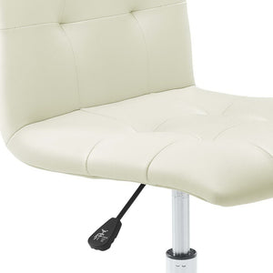Modway Furniture Prim Armless Mid Back Office Chair - Modern Faux Leather Design with Adjustable Height & Mobility White EEI-1533-WHI