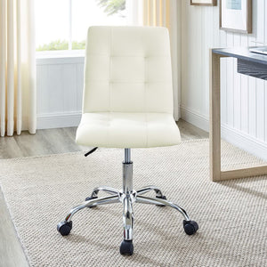 Modway Furniture Prim Armless Mid Back Office Chair - Modern Faux Leather Design with Adjustable Height & Mobility White EEI-1533-WHI