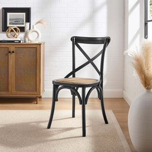 Modway Furniture Gear Dining Side Chair by Modway - Timeless Rustic Charm for Your Dining Room or Kitchen Space Black EEI-1541-BLK