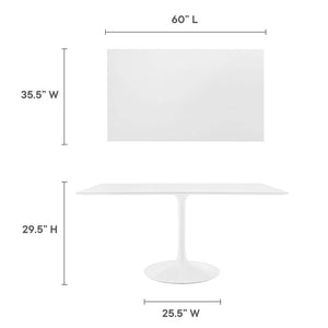 Modway Furniture Lippa 60" Rectangle Wood Dining Table - Modern Mid-Century Style, High-Gloss Finish, Seats 6 Comfortably EEI-1656-WHI