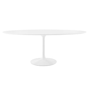Modway Furniture Lippa 78" Oval Wood Dining Table - Modern Mid-Century Design, Seats 8, High-Gloss Finish & Metal Base EEI-1657-WHI