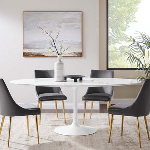 Modway Furniture Lippa 78" Oval Wood Dining Table - Modern Mid-Century Design, Seats 8, High-Gloss Finish & Metal Base EEI-1657-WHI
