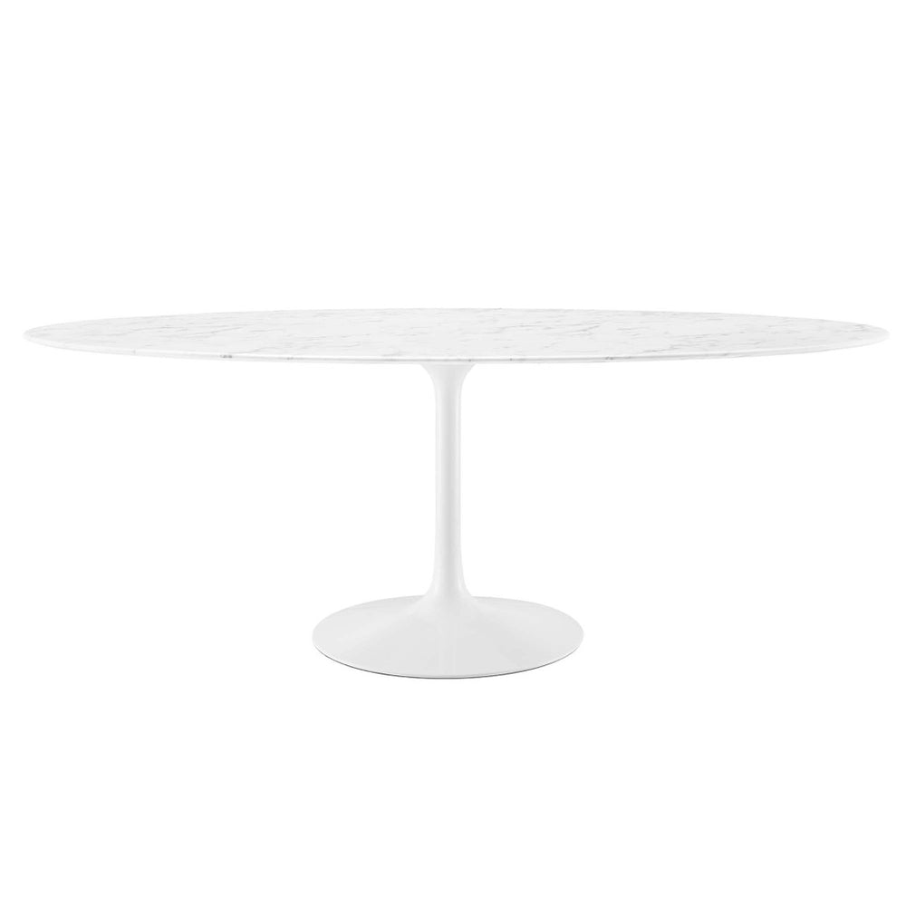 Modway Furniture Lippa 78" Oval Faux Marble Dining Table - Modern Mid-Century Design for Eight, Stylish & Durable EEI-1659-WHI