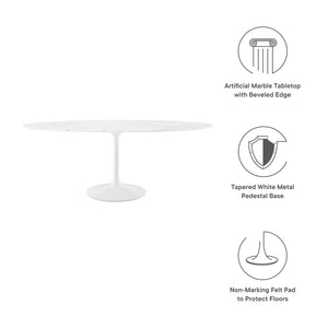 Modway Furniture Lippa 78" Oval Faux Marble Dining Table - Modern Mid-Century Design for Eight, Stylish & Durable EEI-1659-WHI