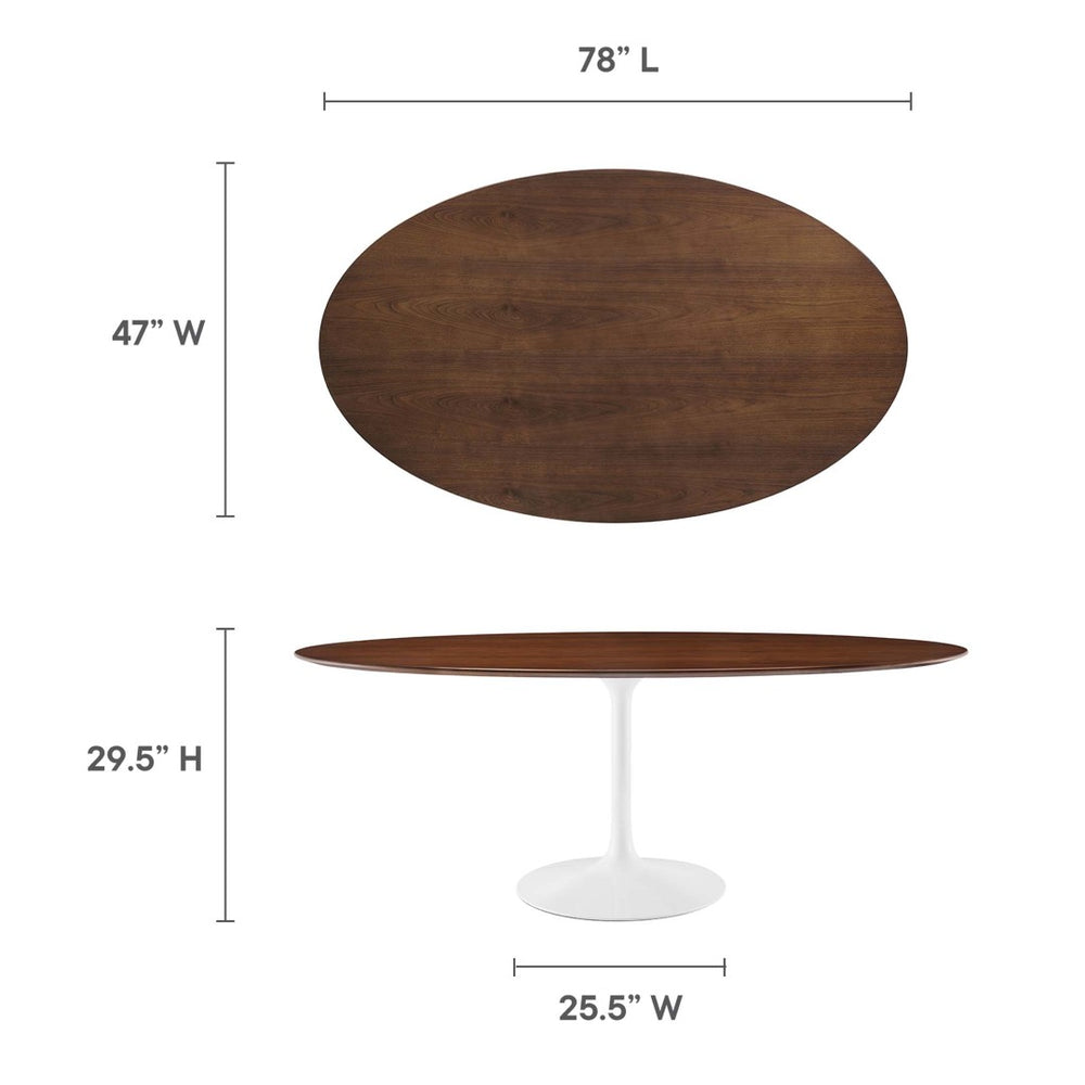 Modway Furniture Lippa 78" Oval Wood Dining Table - Mid-Century Modern Design, Walnut Finish, Seats 8 Comfortably EEI-1661-WAL